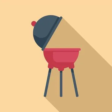 Bbq equipment icon flat vector. Park space patio Stock Illustration
