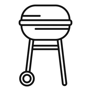 Bbq equipment icon outline vector. Wooden parasol Stock Illustration