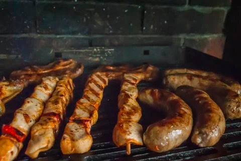 Bbq filled with mixed meat Stock Photos