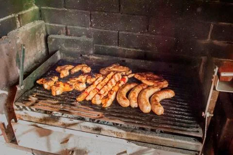 Bbq filled with mixed meat Stock Photos