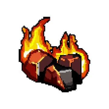 Bbq fire charcoal pixel art vector illustration Stock Illustration
