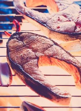 BBQ Fish on the grill Stock Photos
