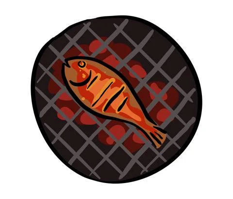 BBq Fish grilling Stock Illustration