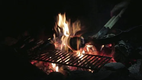 Bbq flames grill barbecue fire Stock Footage 98676820