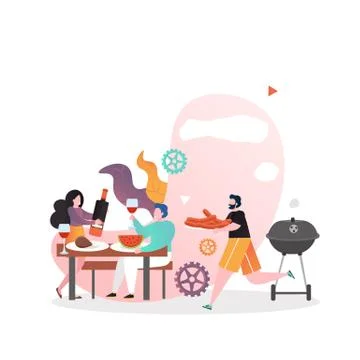 Bbq food vector concept for web banner, website page Stock Illustration