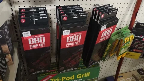 BBQ Fork Set Retailer Stock Footage 198410144