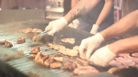 BBQ full of steaming meat Stock Footage 64444787