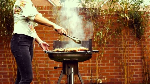 BBQ in the garden Stock Footage 90252305