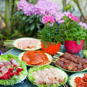 Bbq in the garden Stock Photos
