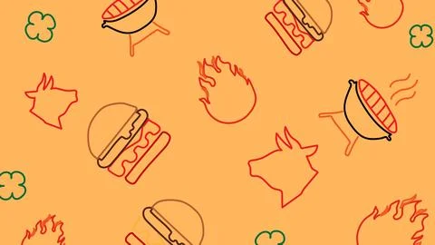 BBQ grill and burger background Stock Illustration