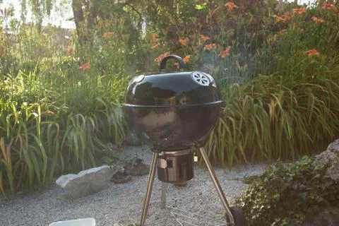 BBQ grill on a backyard Stock Photos