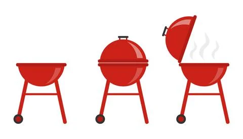 BBQ grill, BBQ set, BBQ with accessories. Vector, designer illustration Stock Illustration