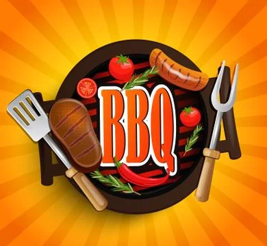 BBQ Grill elements. Vector. Stock Illustration