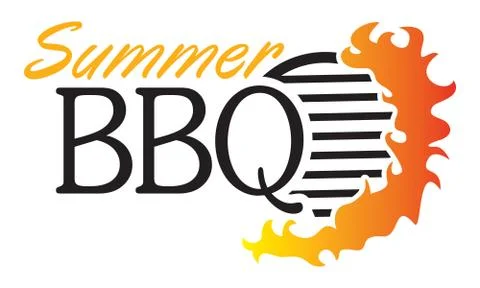 BBQ grill with flames logo Stock Illustration