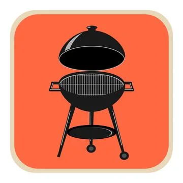 BBQ grill icon in flat design style with long shadow. Vector illustration Stock Illustration