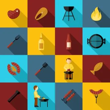 Bbq Grill Icon Flat Illustrazione stock