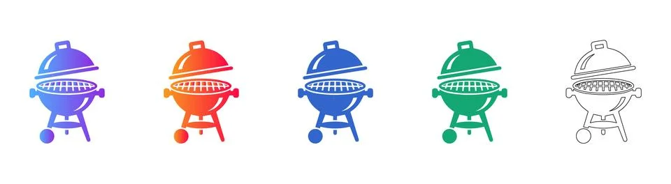 BBQ Grill Icon Set Stock Illustration
