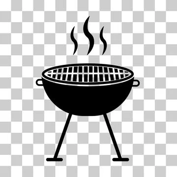 BBQ grill icon on transparent background. Barbecue with Wheels sign. Ilustración de archivo
