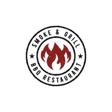 BBQ Grill logo design vector template. Barbeque label stamp. Stock Illustration