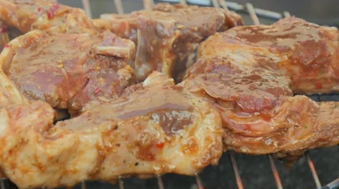 BBQ grill of meat 4K Stock Footage 50823496