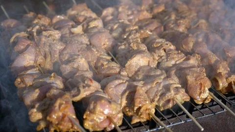 BBQ grill of meat 4K Stock Footage 88636973