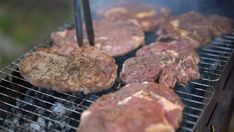 BBQ grill of meat 4K Stock Footage 88638127