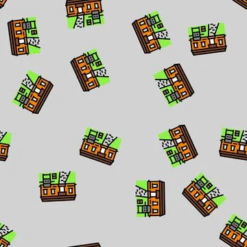 Bbq grill mobile home vector seamless pattern Illustrazione stock