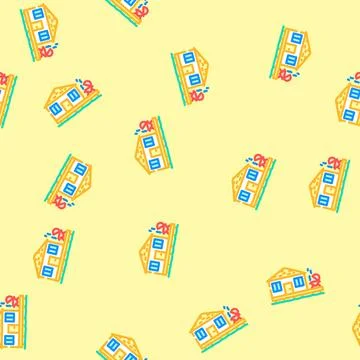 Bbq grill mobile home vector seamless pattern Stock Illustration