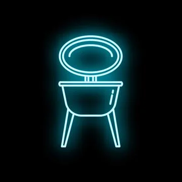 Bbq grill neon glowing light line art Ilustração Stock
