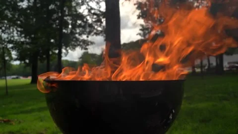 BBQ grill open fire Stock Footage 158183757
