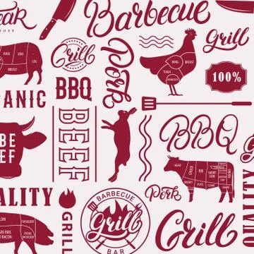 BBQ, Grill pattern. 库存插图