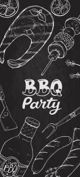 Bbq grill poster Stock Illustration