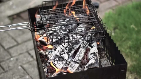 BBQ Grill preheating the board for further cooking. Stock Footage 200129880