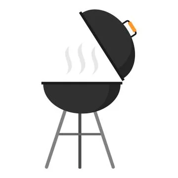BBQ grill round shape isolated on white background. Picnic camping cooking Stock Illustration