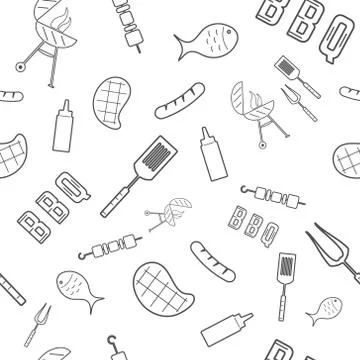 BBQ Grill seamless pattern. Stock Illustration