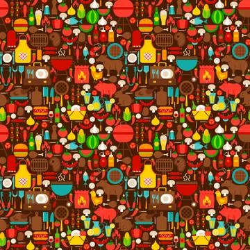 BBQ Grill Seamless Pattern Illustrazione stock