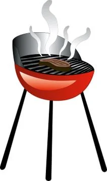 BBQ Grill with Smoke Stock Illustration