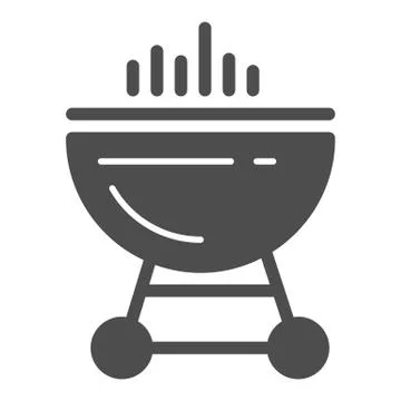 BBQ Grill solid icon, Summer concept, barbecue sign on white background, Grill Stock Illustration