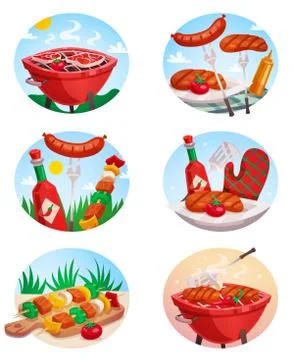 BBQ Grill Stickies Set Illustrazione stock