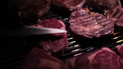 BBQ Grill T-Bone Steak Video stock 49334469