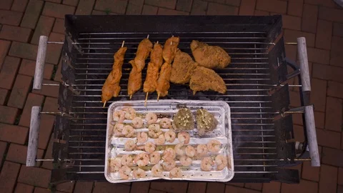 BBQ Grill Top Down View Stock Footage 128206683