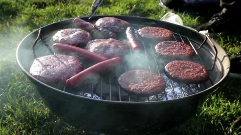 BBQ Grill Wide Stock Footage 32882781