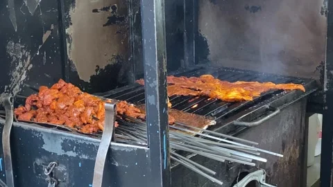 BBQ grille in closeup Video stock 295438984