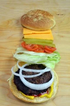 BBQ Hamburger With Toppings Stock Photos