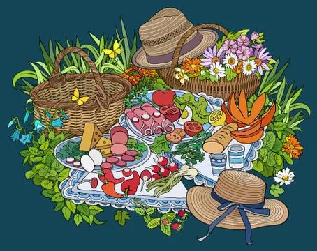 BBQ hand drawn vector doodles illustration. Stock Illustration