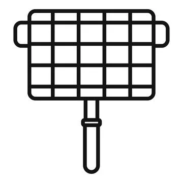 Bbq handle net icon, outline style Illustration