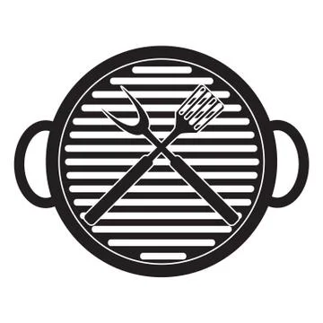 BBQ Icon with Grill Tools. Vector Illustration Illustrazione stock