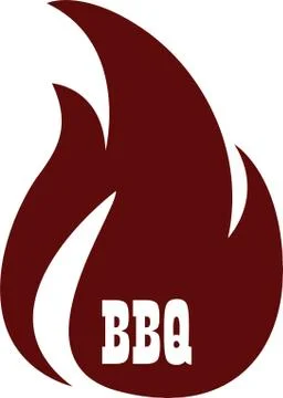 BBQ icon logo.  BBQ on a fire shape background. Stock Illustration