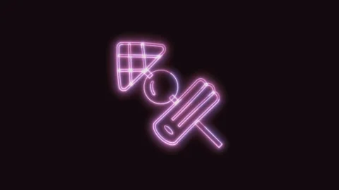 BBQ Icon Neon Seamless Loop with Black Background 4K Stock Footage 311300977
