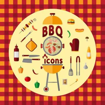 BBQ icon set. Stock Illustration